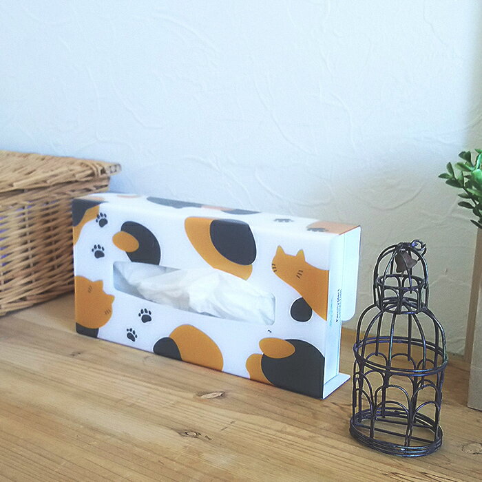 ティッシュケース シンプルタイプ 三毛猫