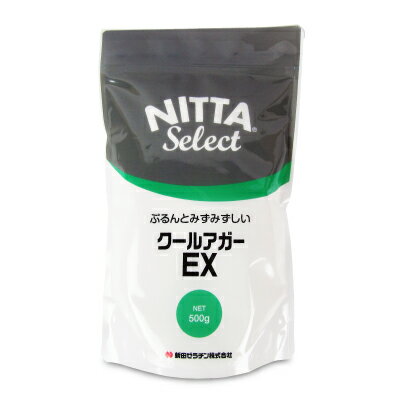 　 NITTA&reg; selectぷるんとみずみずしい クールアガーEX ぷるんとした弾力感とみずみずしいテクスチャーが特徴です 【オレンジンゼリーの作り方（出来上がり量約1kg、約10人分）】 ・クールアガーEX：20g（大さじ2杯） ・水：500ml (2と1/4カップ） ・上白糖：120g （1カップ弱） ・100％オレンジジュース：400ml（2カップ） 1.クールアガーEXと上白糖を乾いた鍋でよく混ぜ合わせておきます。 2. 1.に水を加えダマにならないように良くかき混ぜます。鍋を火にかけ、中火で静かに混ぜながら溶かします。 3. 2.が沸騰したらさらに2-3分ほどかき混ぜて、火を止めます。人肌程度（40℃位）に温めたジュースを加え※よく混ぜます。 4.容器に流し入れ冷やし固めます。 ※冷たいジュースを加えると固まってしまうことがあります。その場合は、弱火にかけ溶かして下さい。 ■名称 食品添加物（ゼリー用複合製剤） ■内容組成 カラギーナン4.5％、グァーガム4.1％、グルコマンナン2.3％、アグロバクテリウムスクシノグリカン2.1％、キサンタンガム1.6％、リン酸ーカリウム2％、ソルビタン脂肪酸エステル0.83％、レシチン（大豆由来）0.01％、食品素材（乳成分含む）82.56％ ■内容量 500g ■賞味期限 製造日より1年 ※実際にお届けする商品の賞味期間は在庫状況により短くなりますので何卒ご了承ください。 ■栄養成分表示（100g当たり） エネルギー：358kcal、たんぱく質：0g、脂質：0.5g、炭水化物：88g、食塩相当量：0.4g ■保存方法 ・本品は吸湿しやすいので、高温・多湿・直射日光を避け、常温で保存して下さい。 ・開封後はチャックを閉じて保存して下さい。 ■ご使用上の注意点 ・ダマにならないよう、水によく分散させてから加熱して下さい。 ・果汁など酸味の強いものは本品と一緒に煮立てると固まらなくなることがあります。 ・調理の際には、火傷をしないよう十分にご注意下さい。 ・開封後は確実に密閉して、高温・多湿・直射日光を避け、常温で保存して下さい。 ■販売者 新田ゼラチン株式会社 ■関連キーワード NITTA&reg; select ぷるん 弾力 弾力感 みずみずしい テクスチャー 質感 食感 食品添加物 凝固剤 ゼリー 手作り 自家製 自作 オリジナル 家庭 ゼリー作り 製菓 お菓子作り おやつ デザート スイーツ 材料 製菓材料 この商品のお買い得なセットはこちらから 新田ゼラチンのその他の商品はこちらから