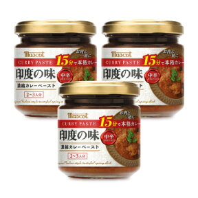 【マラソン限定！最大2200円OFFクーポン配布中】マスコット 印度の味 中辛 180g ×3個 ［カレーペースト］