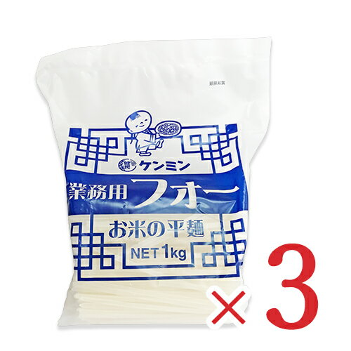 《送料無料》 ケンミン 業務用フォー (お米の平麺) 1kg × 3袋