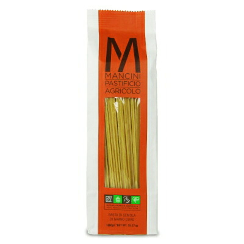 　 MANCINI（マンチーニ）イタリアの大地で育まれた小麦のパスタ スパゲッティより細い、ボンゴレとよく合うパスタ♪ イタリア、マルケ州に位置するマンチーニ社は、自社でパスタ専用に栽培した小麦からパスタを製造する世界でも稀有な作り手です。 原料のデュラム小麦はレヴァンテ種を中心に数種をブレンドし、ロングパスタは乾燥温度を約45℃におさえ約40時間かけた低温長時間乾燥で製造しています。 これにより彼らの哲学である小麦本来の品質と香りをパスタに封じ込めました。 イタリアの大地で育まれた小麦の味わいをお楽しみください。 ・パスタの太さの目安：約2.4mm ・パスタのゆで方：深めの鍋に湯を沸かし（パスタ100gに対し湯1L、塩約8gが目安）、パスタを軽く混ぜながらお好みの硬さに茹であげてください。 ■名称 スパゲッティ ■原材料名 デュラム小麦のセモリナ ■内容量 1kg ■賞味期限 製造日より36ヶ月 ※実際にお届けする商品の賞味期間は在庫状況により短くなりますので何卒ご了承ください。 　 　　■栄養成分表示 （100gあたり） 　　エネルギー：353kcal、たんぱく質：13.4g、脂質：1.4g、炭水化物：71.8g、食塩相当量：0.01g 　 ■保存方法 高温多湿を避けて保存してください。 ■調理方法 ゆで時間 15-17分 ■原産国名 イタリア ■輸入者 モンテ物産株式会社 ■製造者 Azienda Agricola Mancini ▶ この商品のお買い得なセットはこちらから ▶ モンテ物産のその他の商品はこちらから 関連商品はこちら！マンチーニ スパゲッティ 2.2mm 1kg 1,900円モンテ物産 マンチーニ スパゲッティーニ 11,900円モンテ物産 マンチーニ スパゲッティーニ 13,773円こちらも一緒に購入されています！アリサン ピーナッツバター クランチ 454g1,540円デルヴェルデ No.3 スパゲッティーニ 1.1,801円明治屋 ガロファロ グラニャーノIGP スパゲ598円