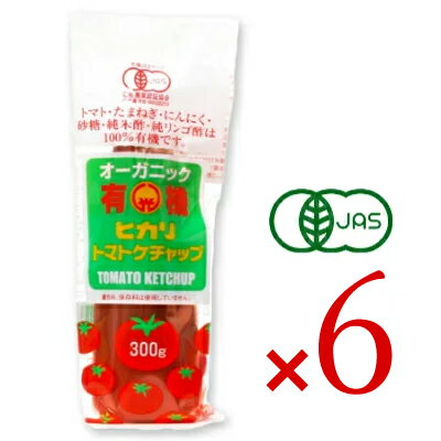 【最大2200円OFFのスーパーSALE限定クーポン配布中！】ヒカリ 有機トマトケチャップ 300g × 6本 （チューブ）［光食品 有機JAS］【有機 オーガニック トマト ケチャップ 無添加】