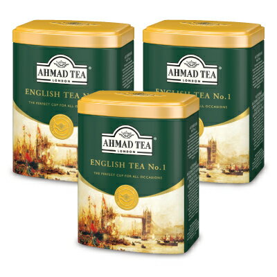 《送料無料》富永貿易 AHMAD アーマッドティー 紅茶 イングリッシュティーNo.1 200gリーフ × 3缶