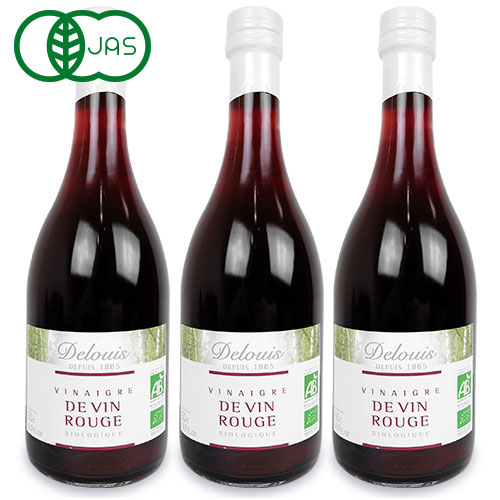 【GW限定！最大10%OFFクーポン配布中！】DELOUIS ドゥルイ 赤ワイン ビネガー 500ml × 3本 有機JAS