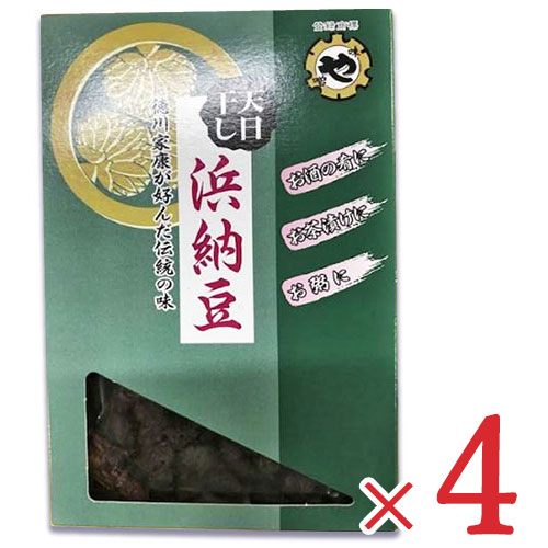 　 徳川家康が好んだ伝統の味！ 北海道産大豆使用 浜納豆の歴史は古く、遠く室町時代にまでさかのぼります。浜名湖畔の古寺の僧が足利第七代将軍義勝公に献上したことに始まり、徳川家康公にも珍重されたため、代々の将軍家も賀上の例台には必ずこれを添えられたとのことです。 この古い伝統を受け継ぎながら、さらに現代にマッチする「植物性・高蛋白・自然食」の深い味わいを追求した浜納豆です。北海道産大豆を使用した豊かな風味と、生姜のすっきりとした味わいをお楽しみください。そのままでも、茶漬けやお粥、お酒の肴み等にご活用ください。 また温かいご飯にかけると、さらに美味しくお召し上がりいただけます。 ■名称 浜納豆 ■原材料名 大豆（国産）、生姜、食塩 ■賞味期限 製造日から5ヶ月 ※実際にお届けする商品の賞味期間は、在庫状況により短くなりますので何卒ご了承ください。 ■内容量 100g × 4個 ■保存方法 直射日光、高温を避け常温で保存してください。 ※開封後は冷蔵庫に入れ、お早めにお召し上がりください。 　 　　■栄養成分表示（100gあたり） 　　エネルギー：267kcal、たんぱく質：20.0g、脂質：7.7g、炭水化物：29.4g、食塩相当量：11.5g 　 ■販売者 株式会社　まるや八丁味噌 ■製造所 株式会社　鈴木醸造 &#9654; この商品のお買い得なセットはこちらから &#9654; その他おススメの和菓子はこちらから &#9654; まるや八丁味噌のその他の商品はこちらから