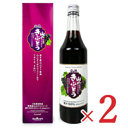 【マラソン限定!!最大2000円OFFクーポン配布中】《送料無料》佐幸本店 完熟 山のきぶどう 果汁100%ストレート 600ml × 2箱 セット