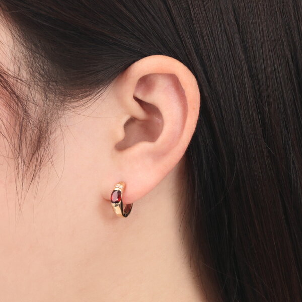 【SALE】 K10イエローゴールドアルマンダインガーネットピアス