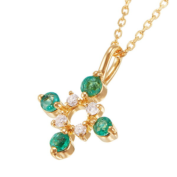 20％ポイントバック 〜01/30(金)9：59まで【DEAL】 K18イエローゴールドエメラルドネックレス