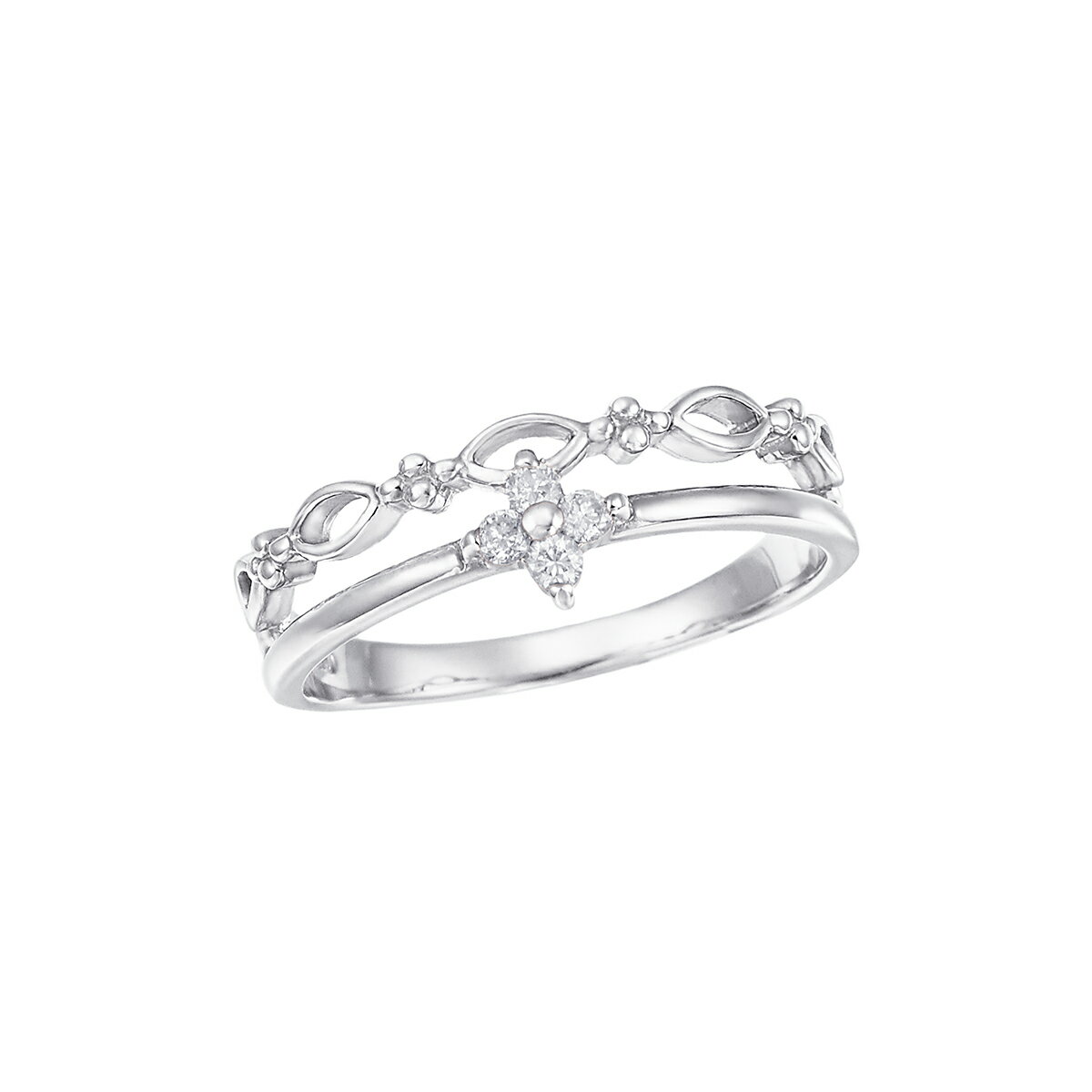 【ポイント5倍】〜4/27（日）23:59までK10ホワイトゴールドダイヤモンドリング（ピンキーリング）