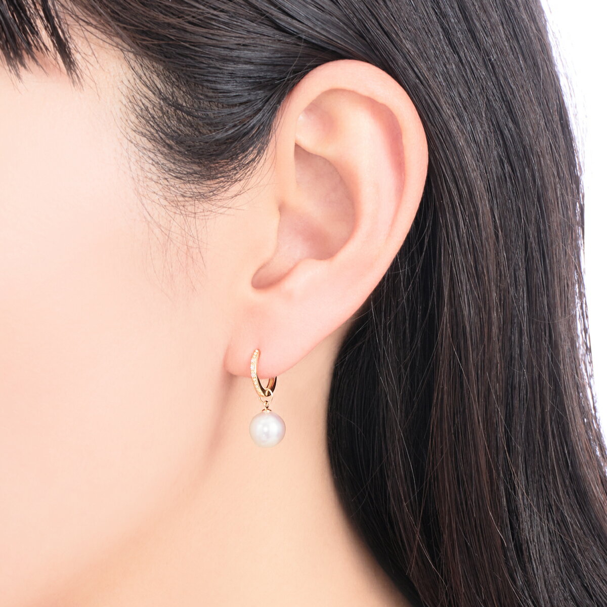K18イエローゴールドアコヤ真珠ピアス（7.5mm）