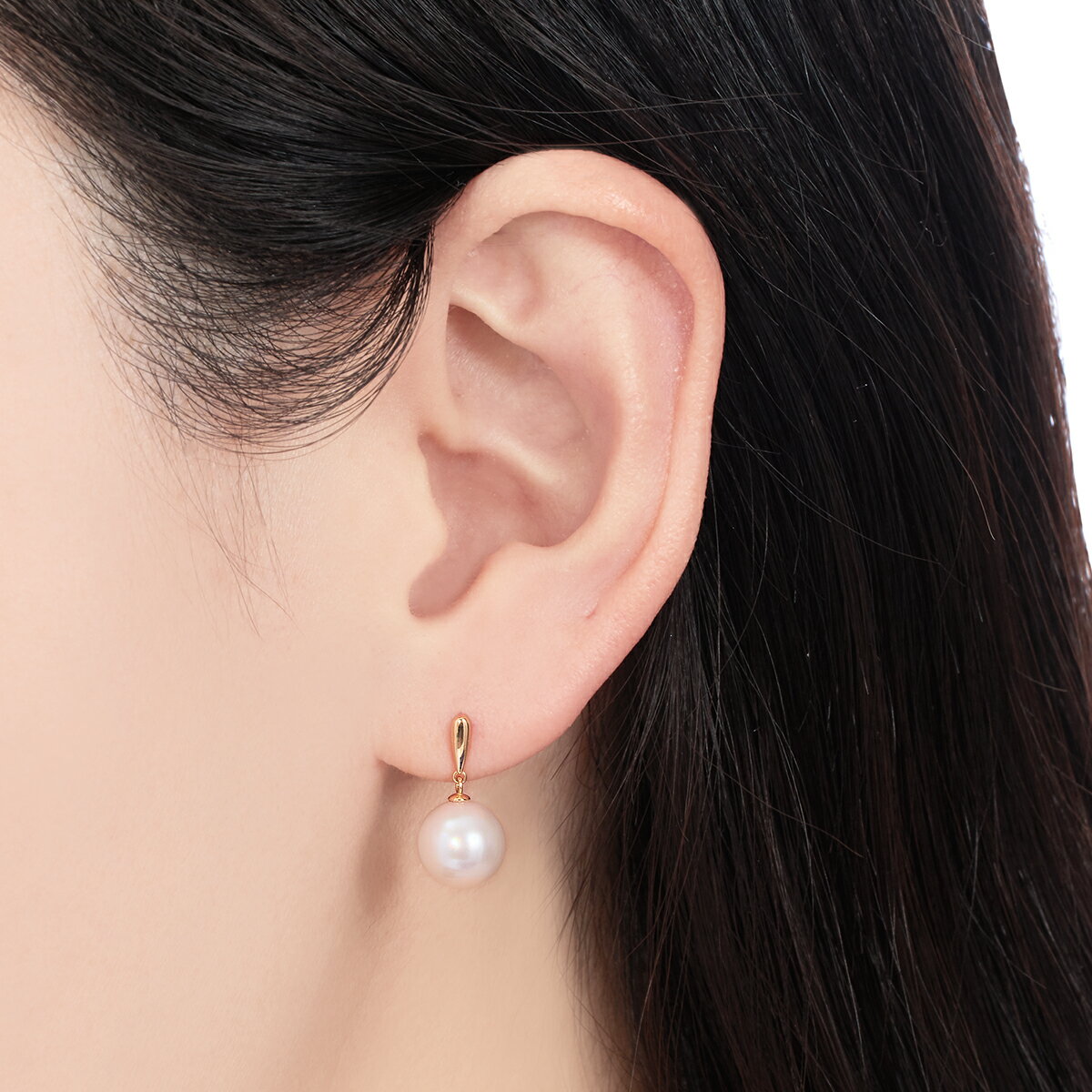 K18イエローゴールドアコヤ真珠ピアス（8mm）