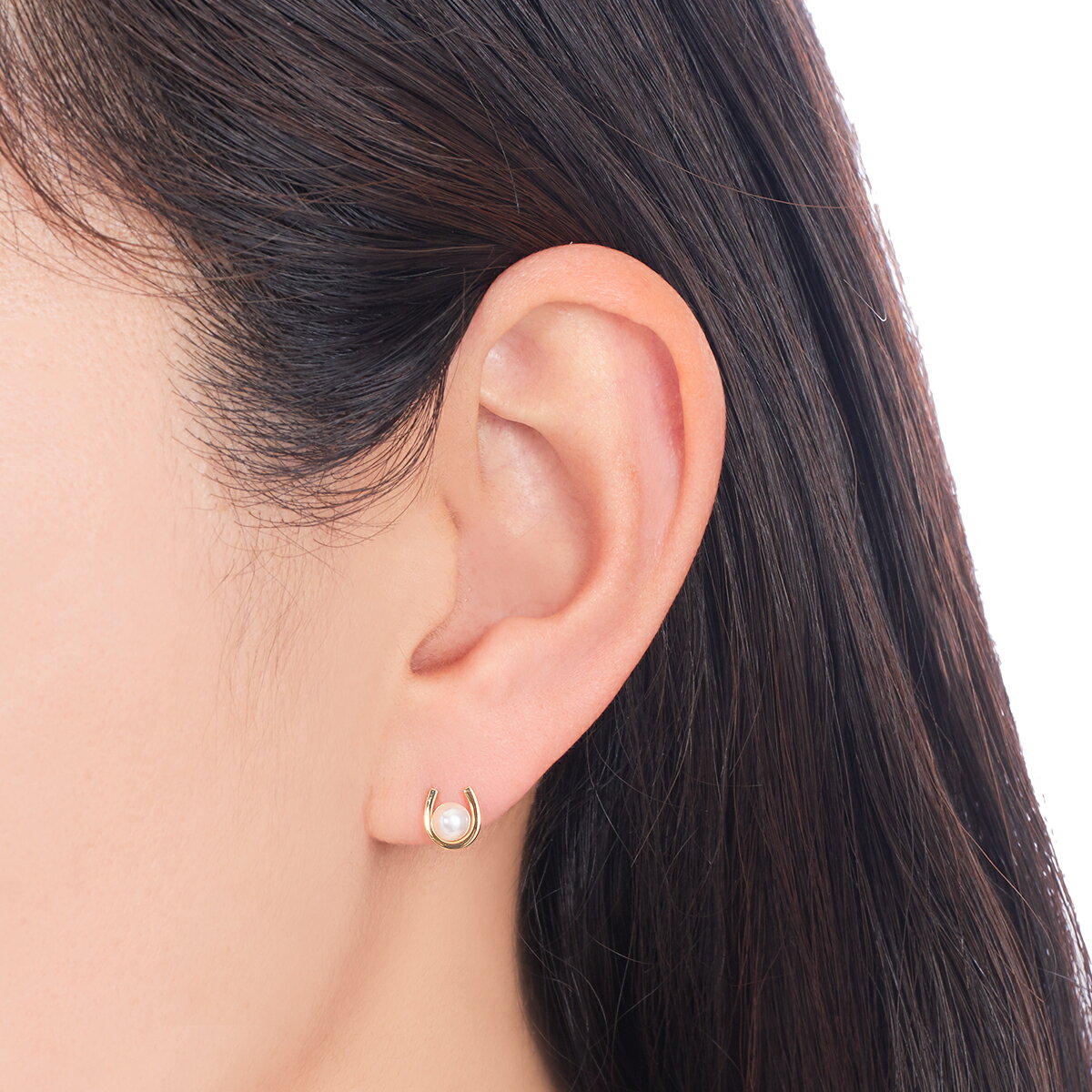 K10イエローゴールド淡水パールピアス（4mm）