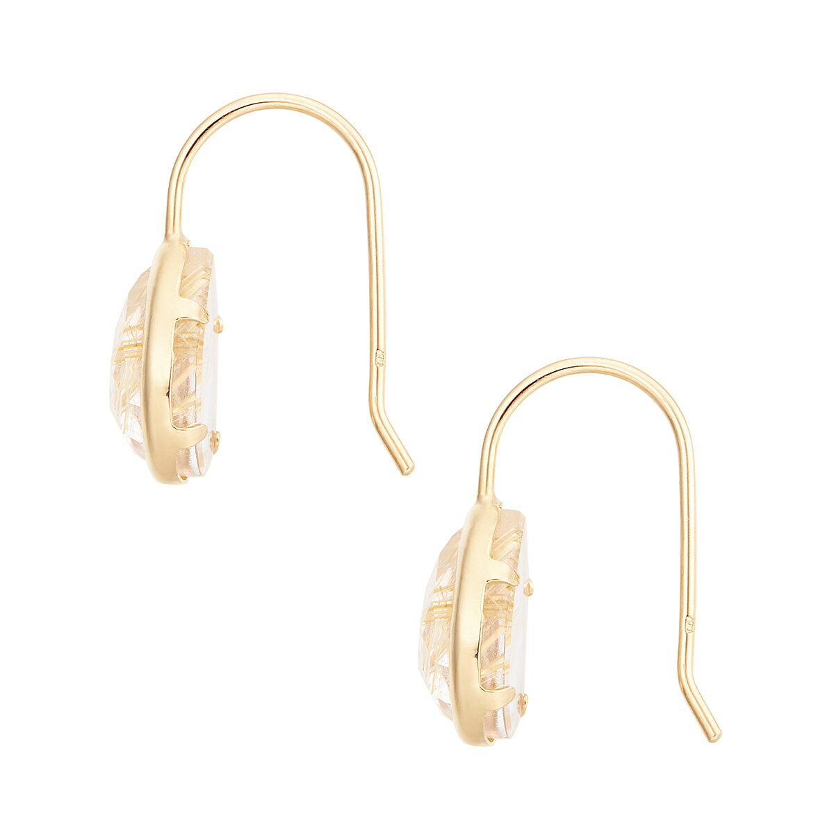 【SALE】 K10イエローゴールドルチルクォーツピアス