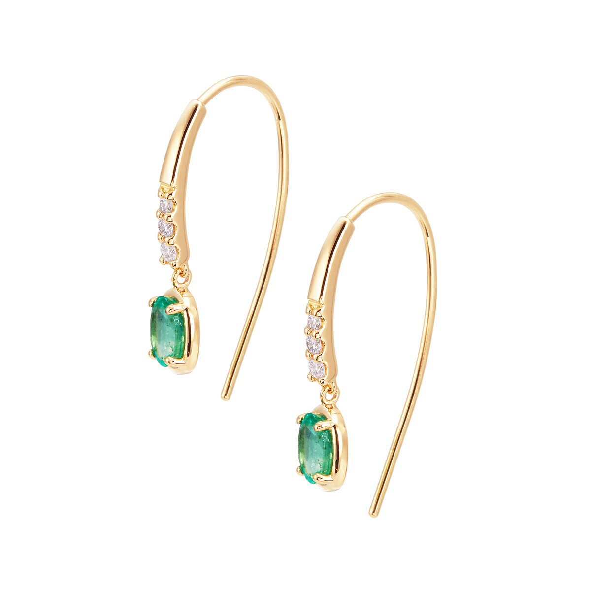 【SALE】 K18イエローゴールドエメラルドピアス