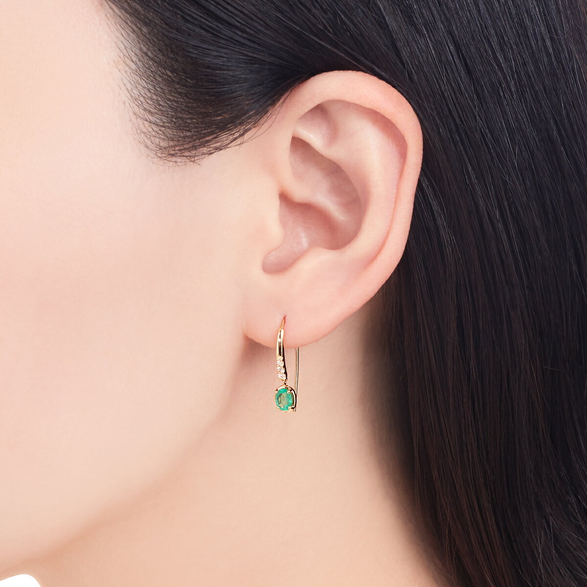 【SALE】 K18イエローゴールドエメラルドピアス