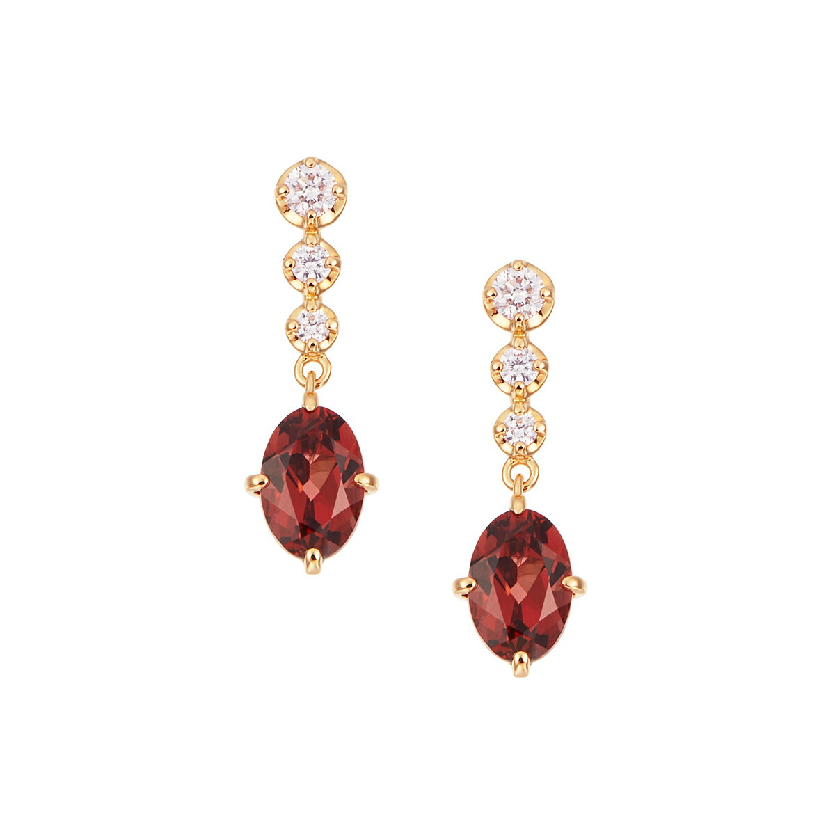 K18イエローゴールドアルマンダインガーネットピアス