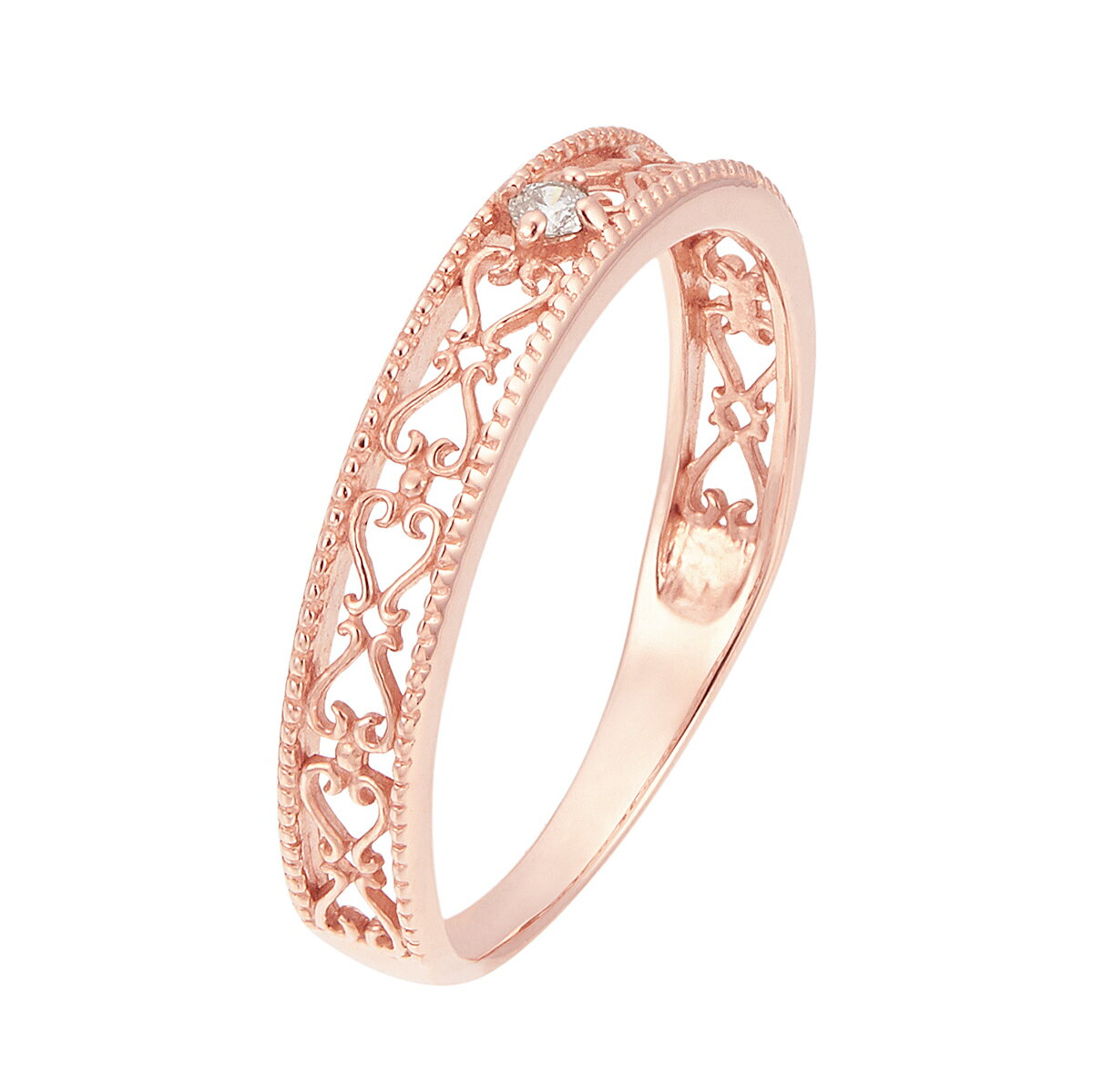 K10ピンクゴールドダイヤモンドリング（ピンキーリング）