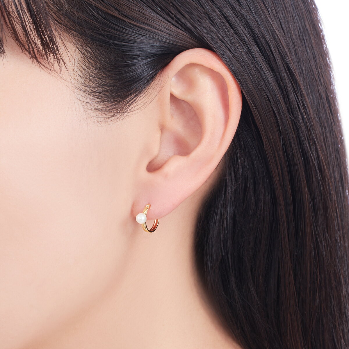 K10イエローゴールド淡水パールピアス（4mm）