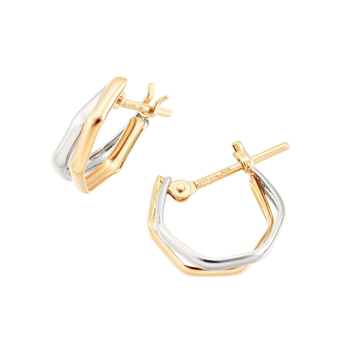 プラチナ/K18イエローゴールドピアス