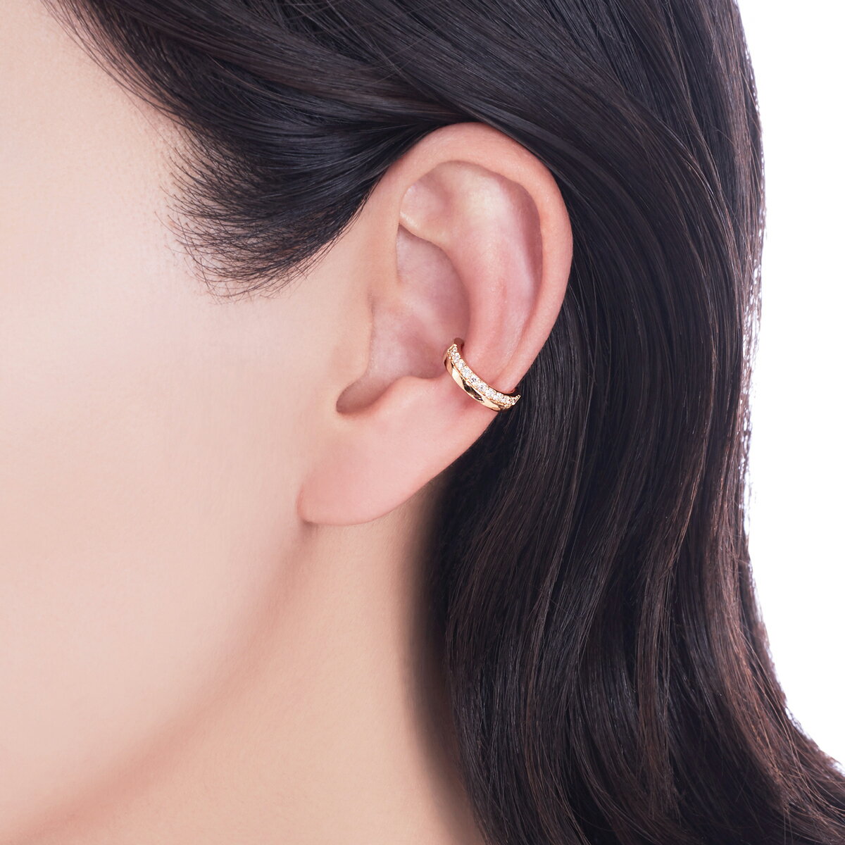 【SALE】 K18イエローゴールドダイヤモンドイヤーカフ（片側）