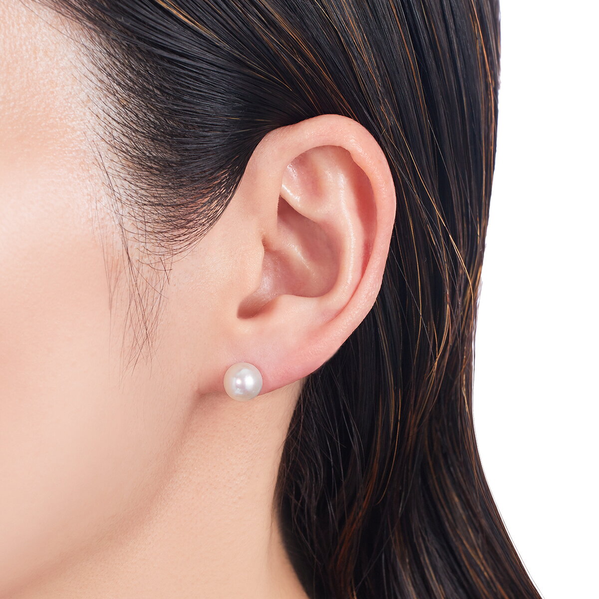 K18イエローゴールドアコヤ真珠ピアス（7.5mm）