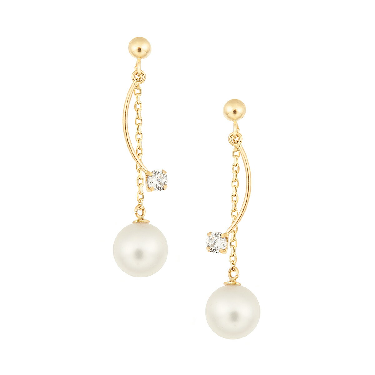 K10イエローゴールド淡水パールピアス（6mm）