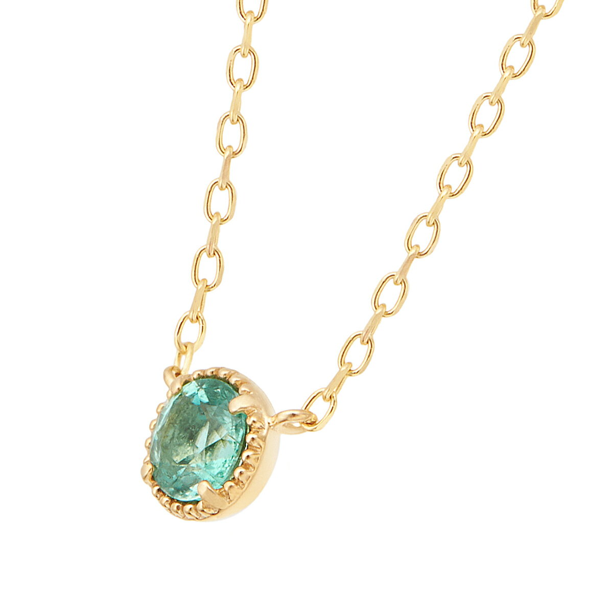 K10イエローゴールドエメラルドネックレス