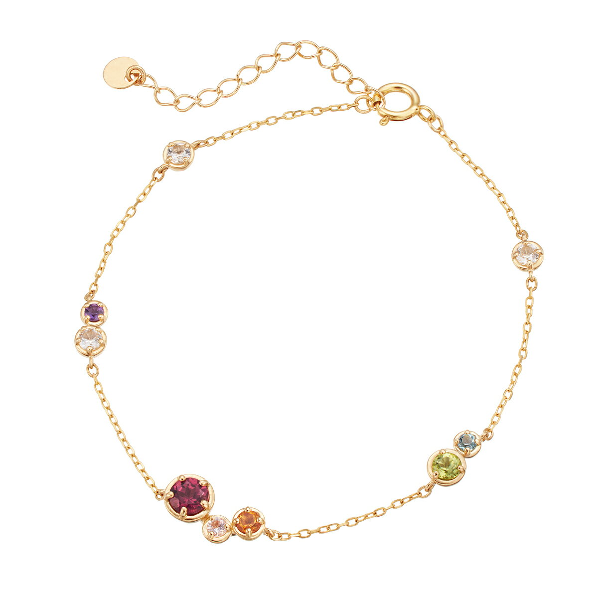 K10イエローゴールドマルチストーンブレスレット