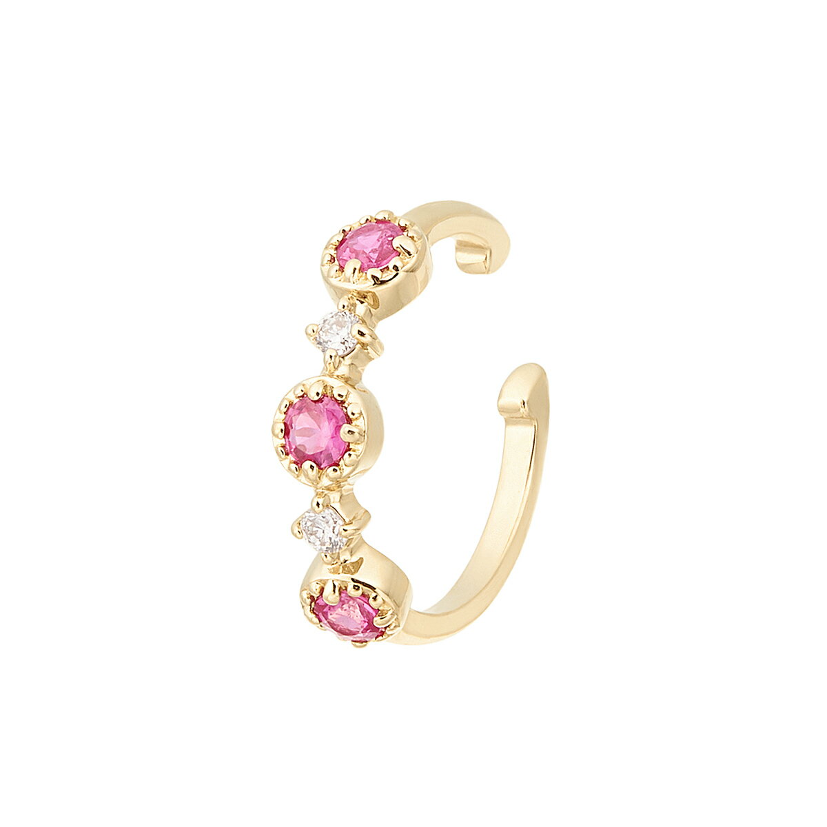 K10 옐로우 골드 루비 이어 커프 (한쪽)