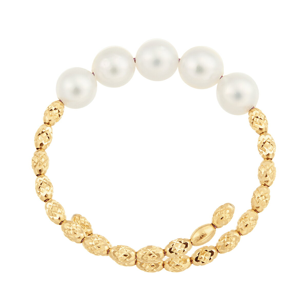 K18イエローゴールドアコヤ真珠リング