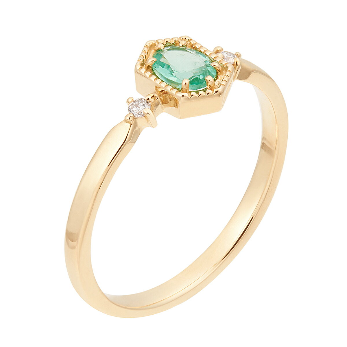 K10イエローゴールドエメラルドリング