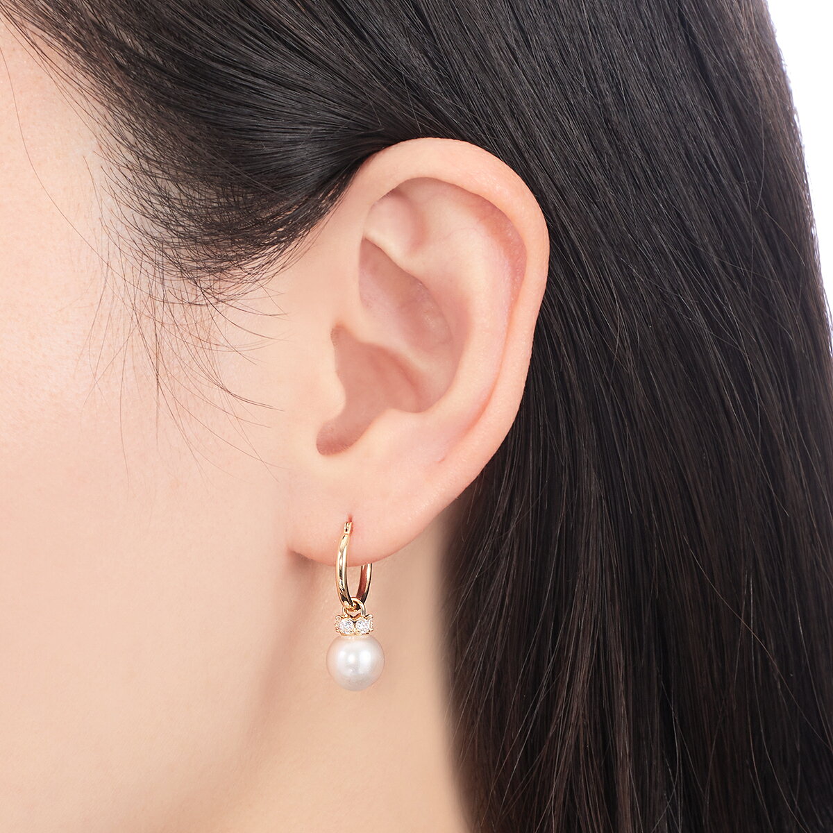 K10イエローゴールド淡水パールピアス（7mm）