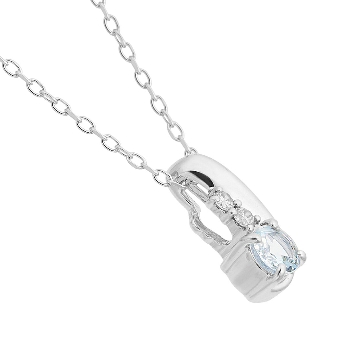 K10ホワイトゴールドアクアマリンネックレス