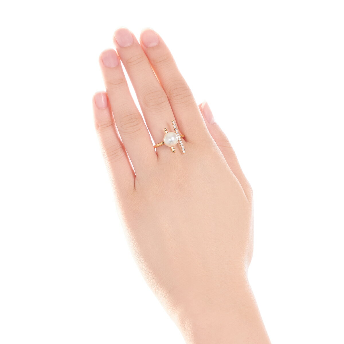 K18イエローゴールドアコヤ真珠リング（8mm）