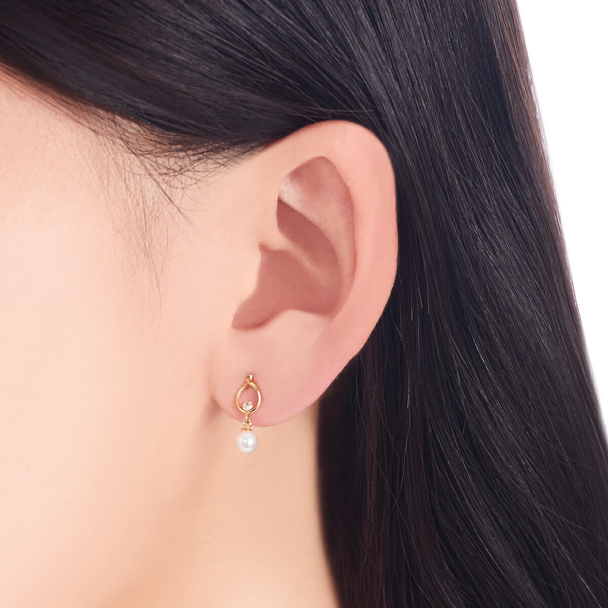 K18イエローゴールド淡水パールピアス（4.5mm）
