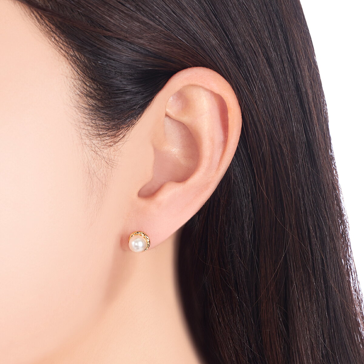 K18イエローゴールドアコヤ真珠ピアス（6mm）