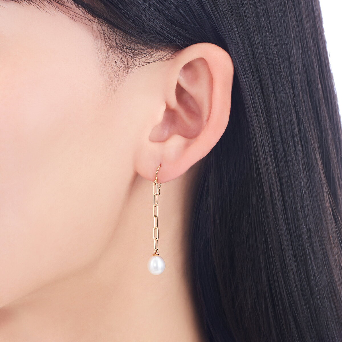 K10イエローゴールド淡水パールピアス（6.5mm)