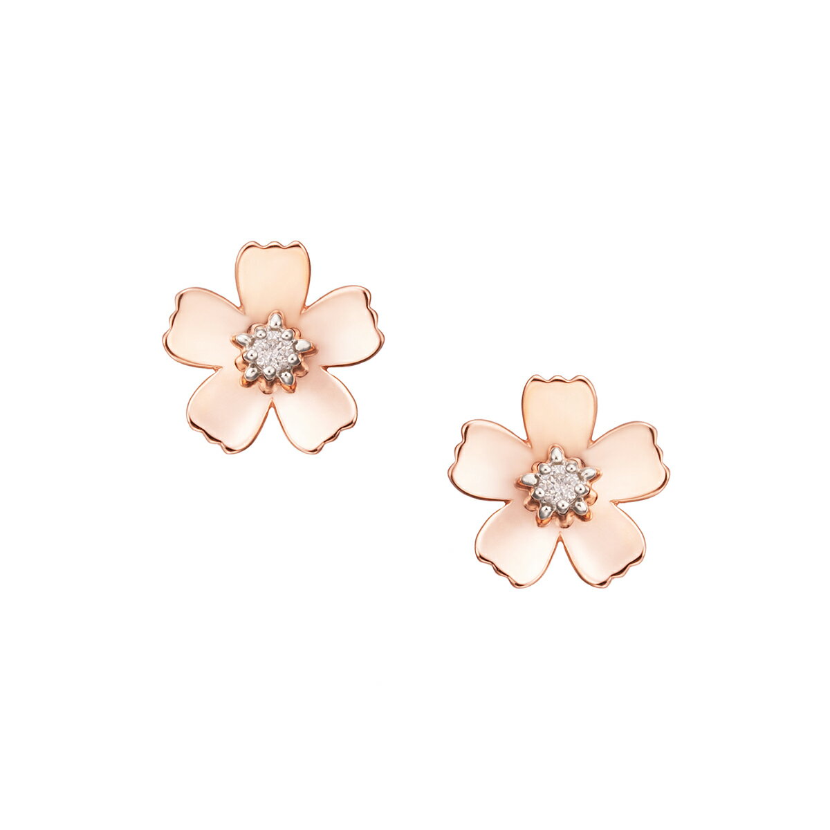 K10ピンクゴールド/K10ホワイトゴールドダイヤモンドピアス