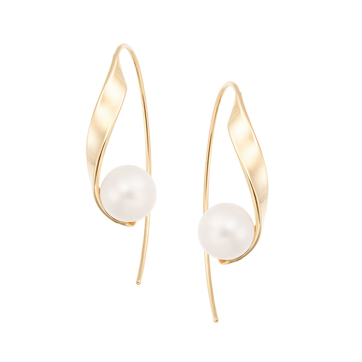 K10イエローゴールド淡水パールピアス（6.5mm）