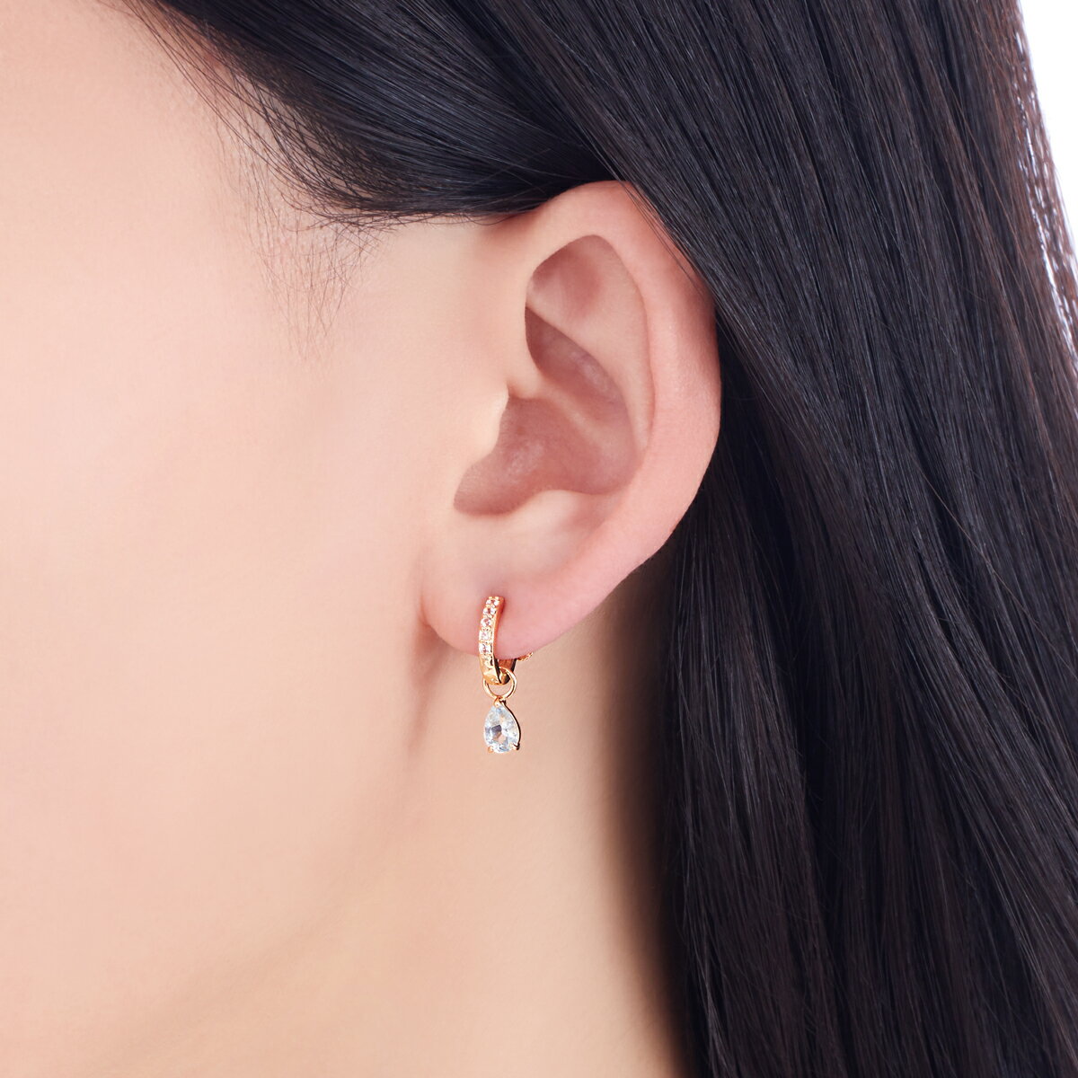 K10イエローゴールドアクアマリンイヤリング