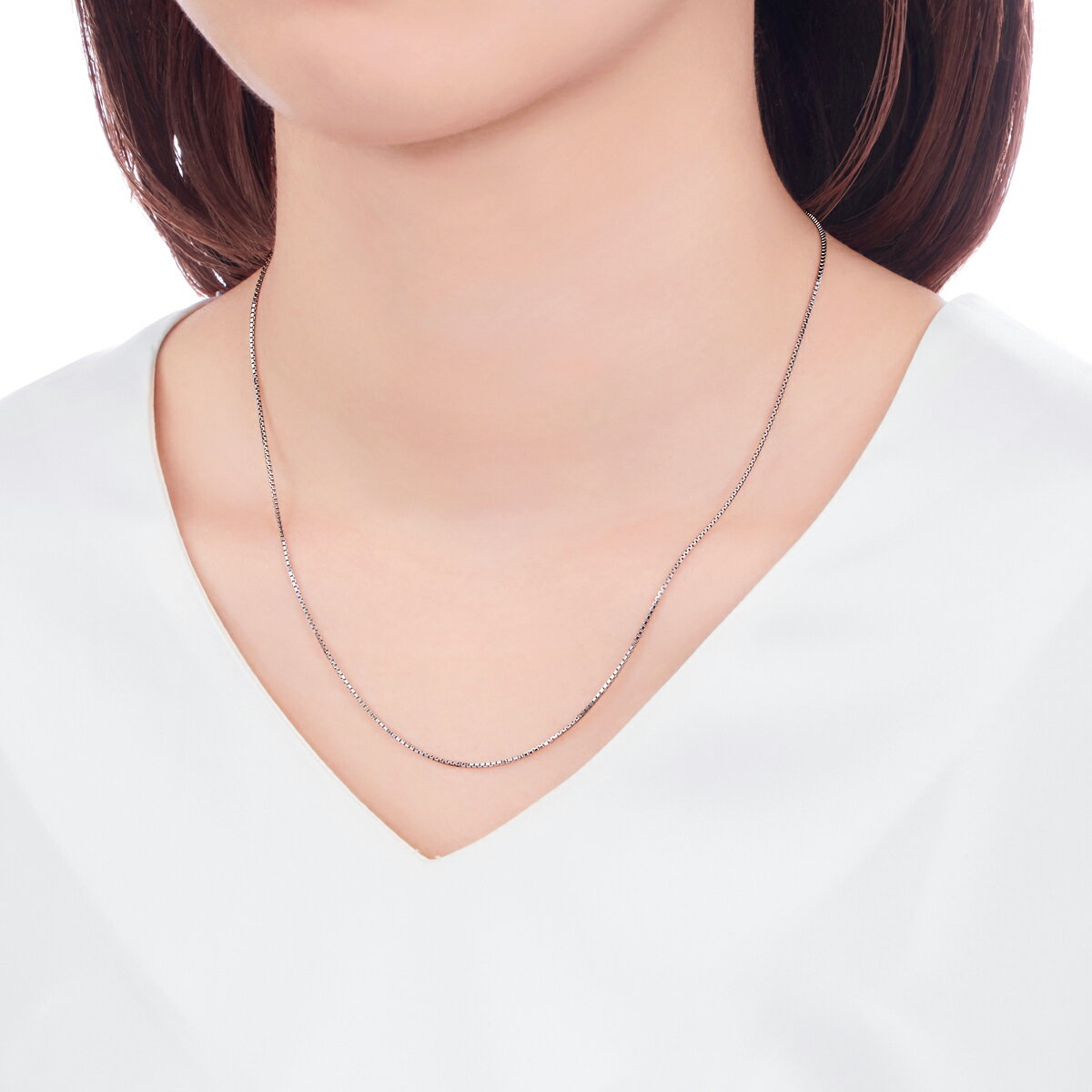 K14ホワイトゴールドネックレス（45cm）