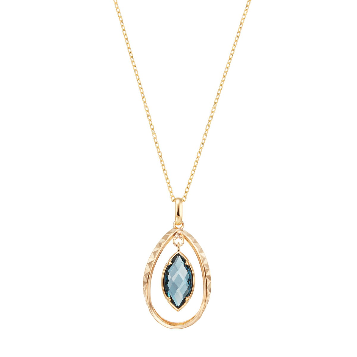 K10 Yellow Gold London Blue Topaz Necklace