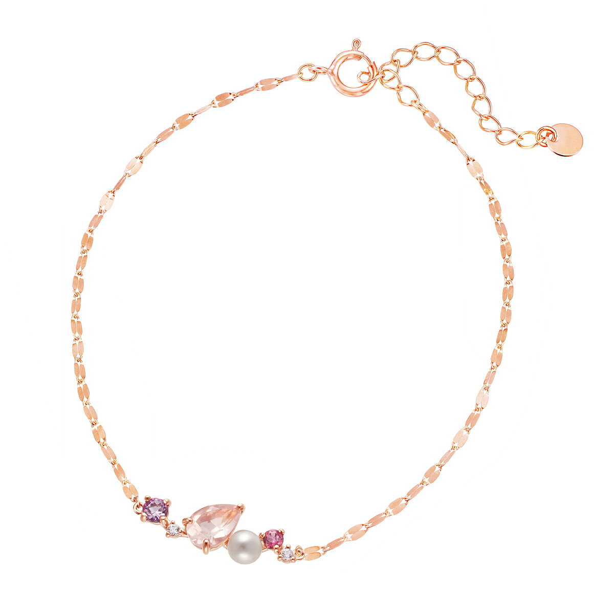 樂天商城 - K10ピンクゴールドマルチストーンブレスレット