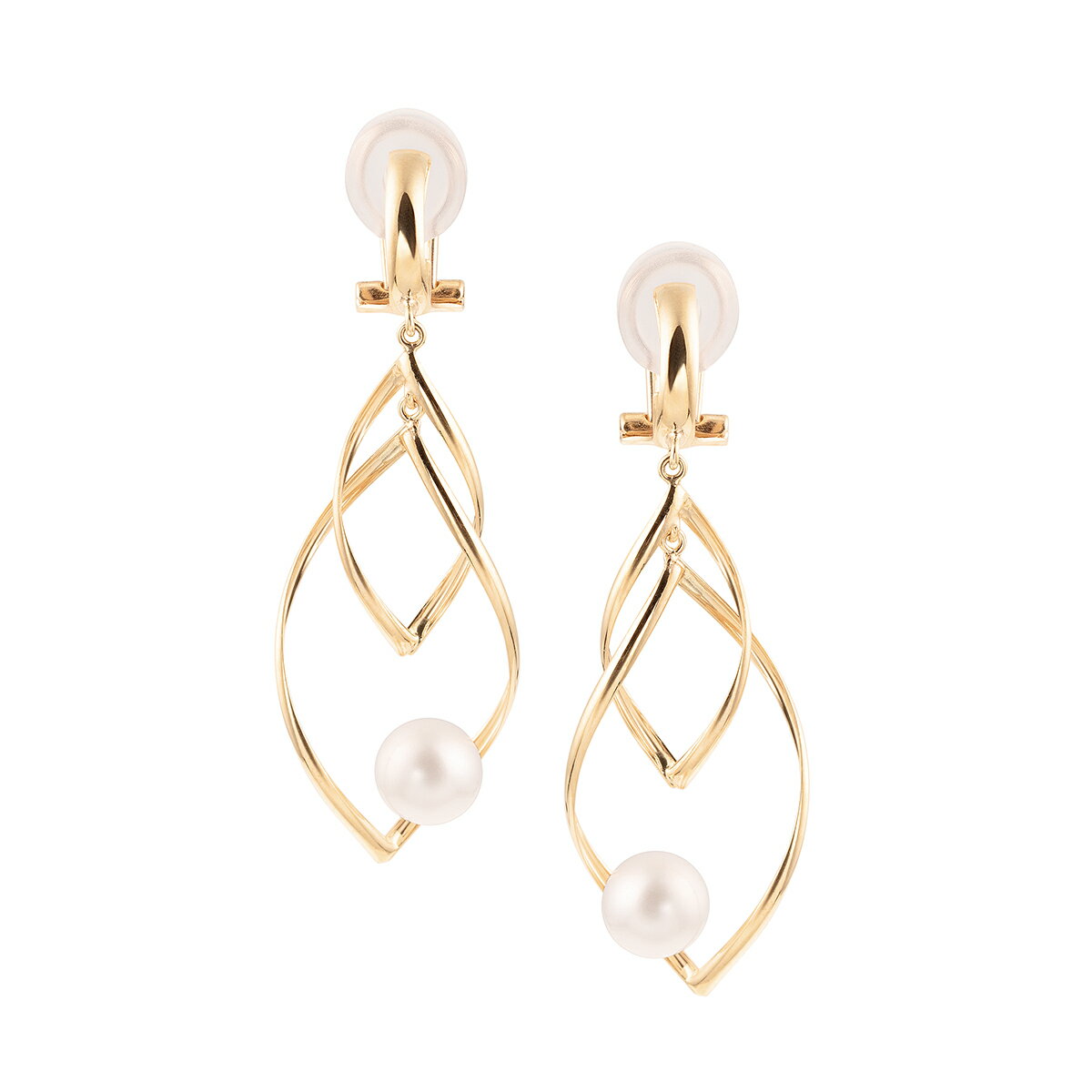 K10イエローゴールド淡水パールイヤリング（6mm）(4)