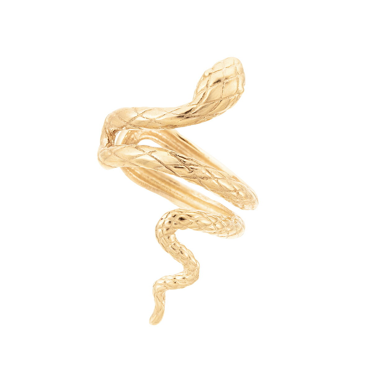 スネークがくるくると巻き付いているようなデザインのイヤーカフ。ユニークなモチーフアイテムは、おしゃれのワンポイントにもおすすめ。■■■ご注文前に必ずご確認ください■■■※耳の形状等により、装着出来る位置が異なる場合がございます。装着具合によ...