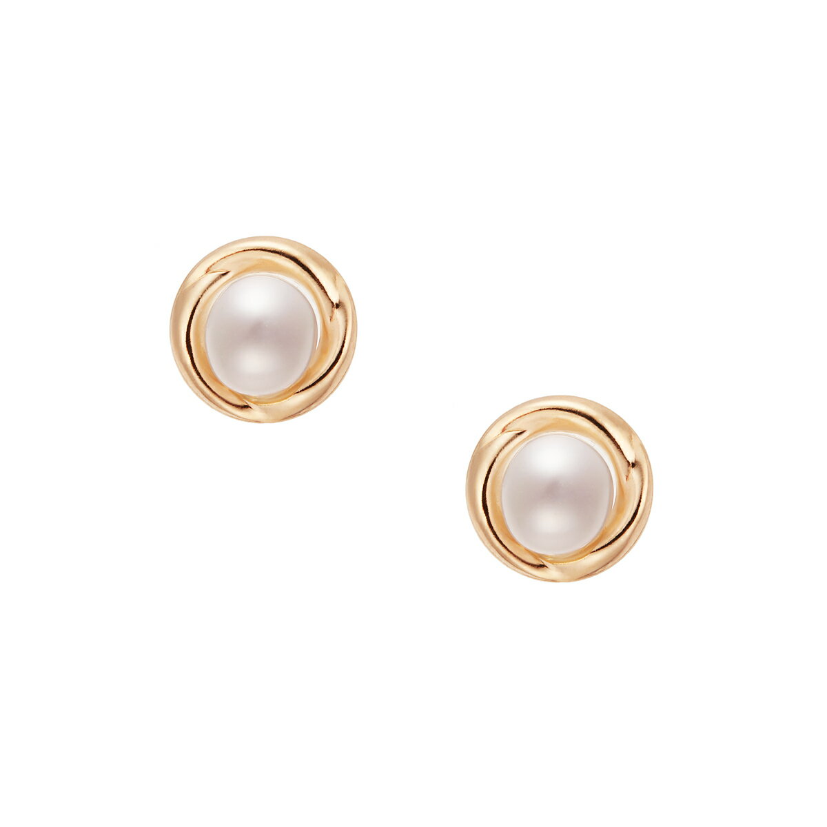 K10イエローゴールド淡水パールピアス（4mm）