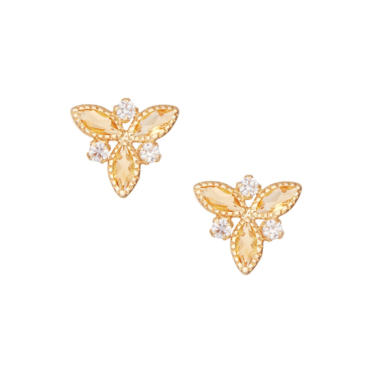 K10イエローゴールドシトリンピアス