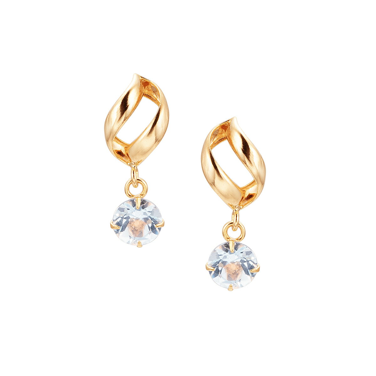 K18イエローゴールドアクアマリンピアス