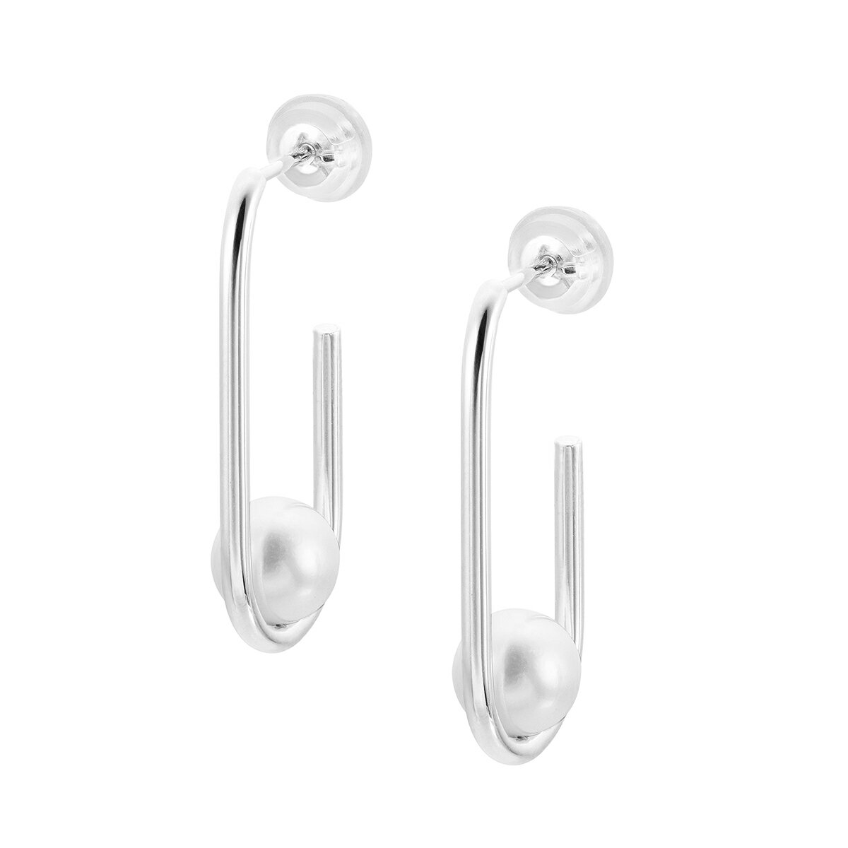 K10ホワイトゴールド淡水パールピアス（6mm）