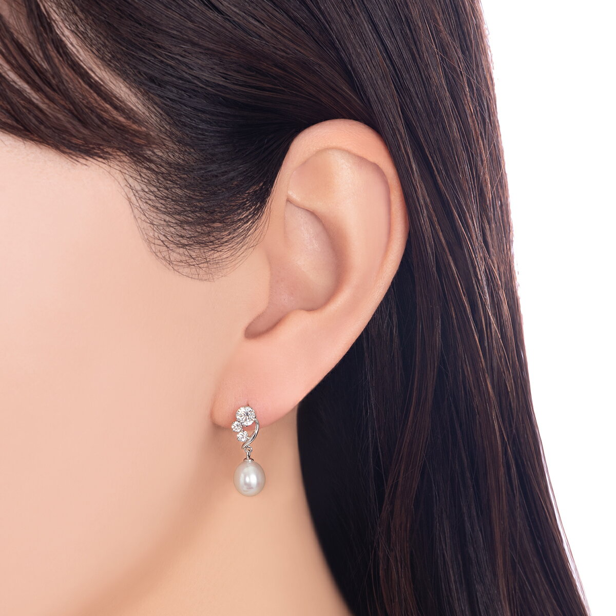 K10ホワイトゴールド淡水パールピアス（6.5mm）
